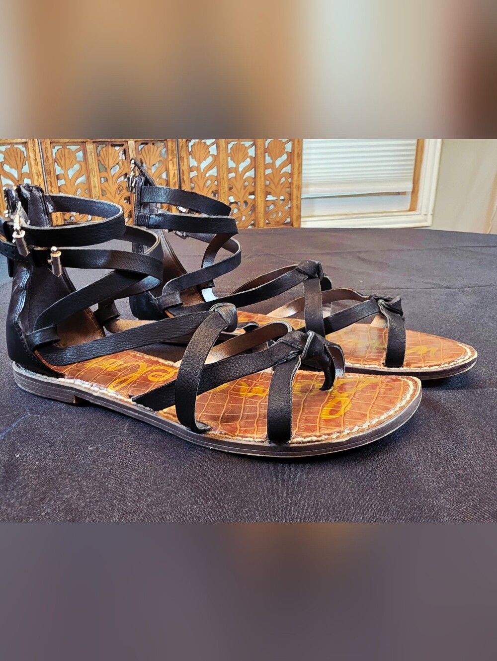 Sam Edelman Black Strappy Gladiator Sandals - Picture 2 of 8